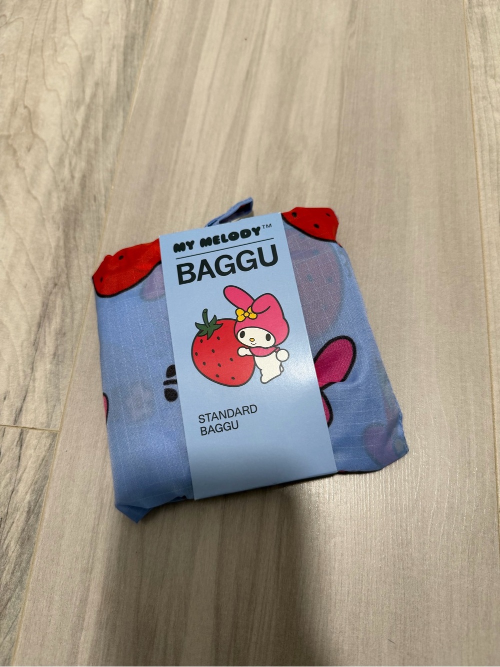 BAGGU My Melody Blue Strawberry Print Standard Baggu
